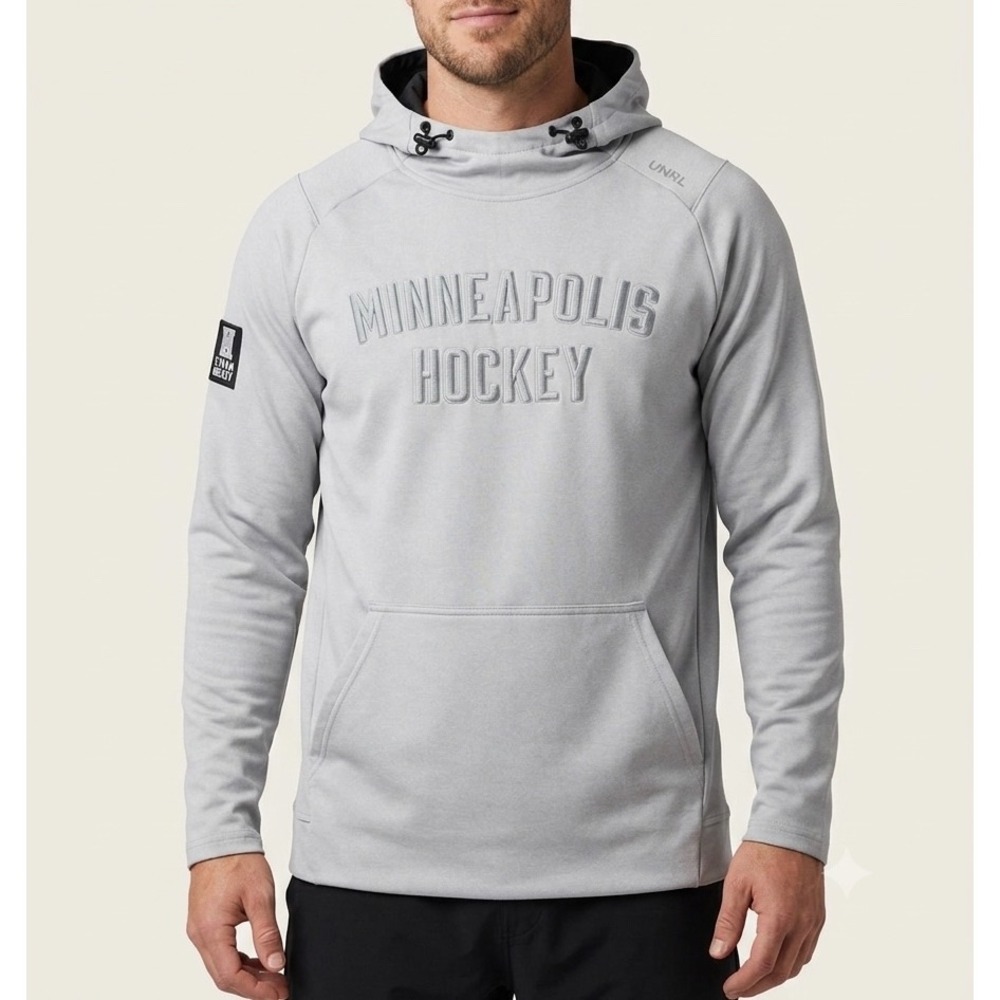 UNRL Minneapolis Storm Hockey Hoodie Performance Tech Fleece Gray Medium